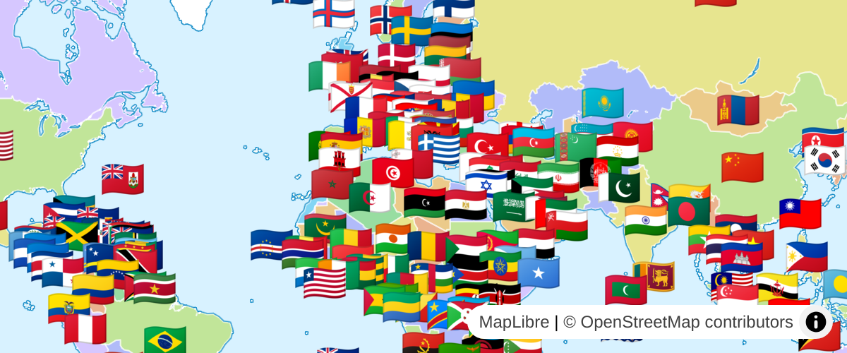Use the bundled emoji sprites to make a world map with flags for each country
